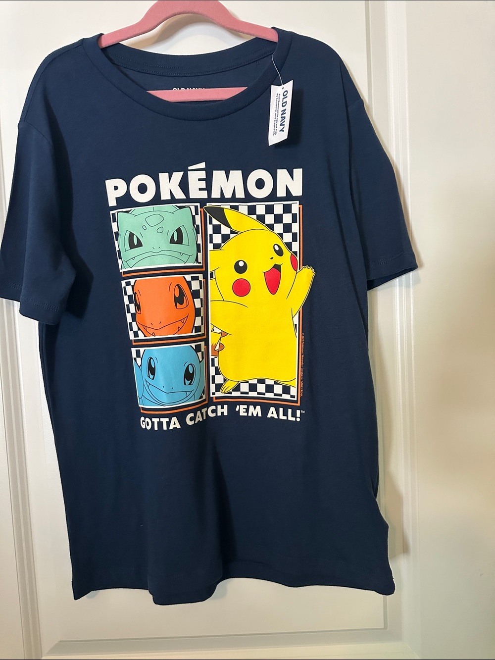 Old Navy Navy Pokémon Graphic Tee with Yellow Pikachu and Pastel Starters
